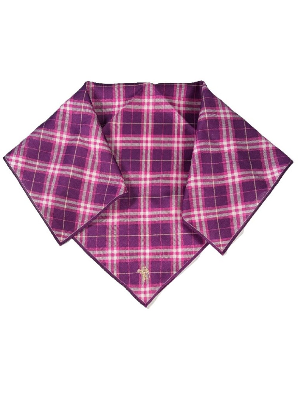 Burberry Cotton Plaid Scarf Embroidered Knight